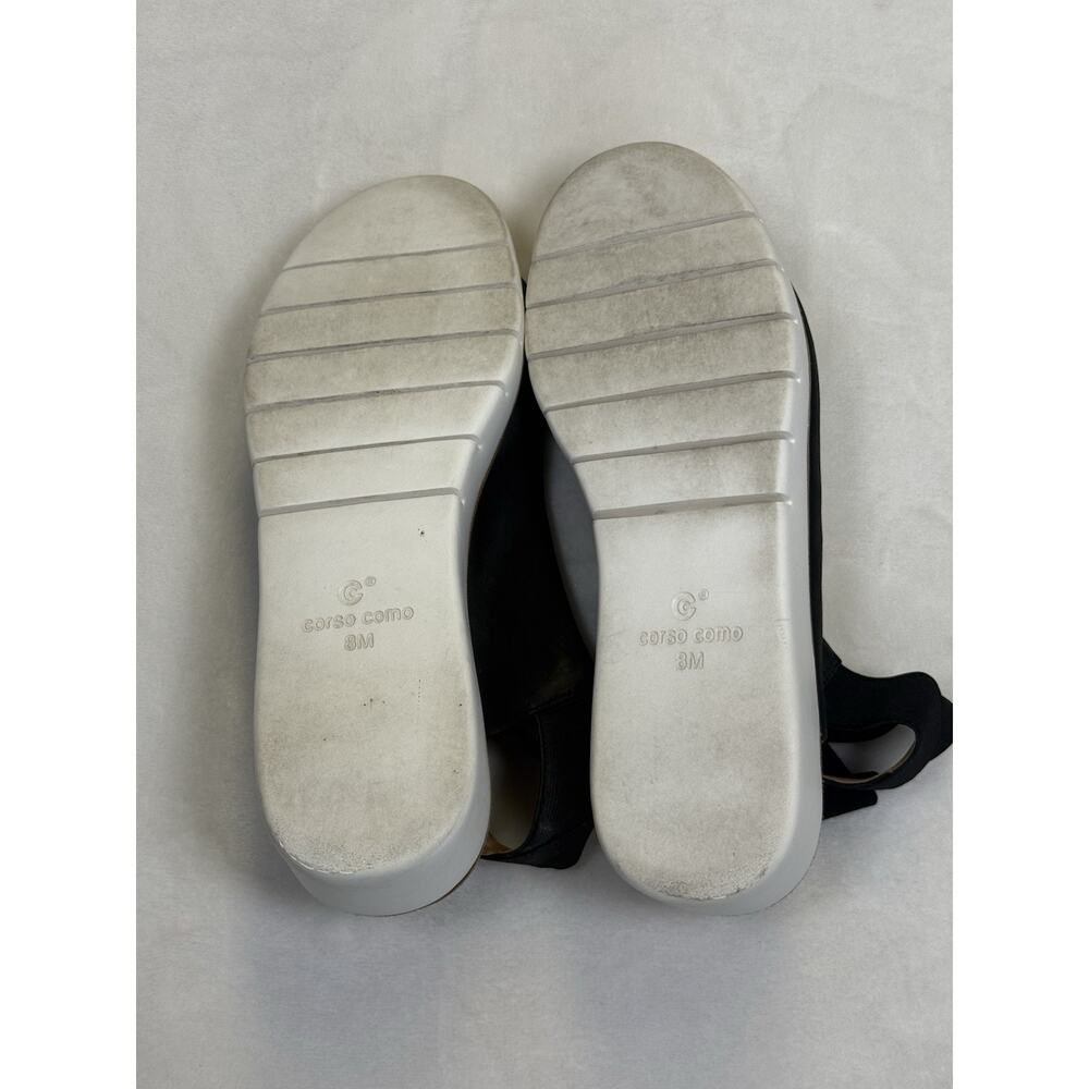 Corso Como Sandal Women’s Sz 8 38.5 Beeata Black Leather Elastic Ankle Strap - Picture 6 of 11